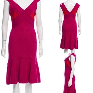 Zac Posen Knit Midi Magenta Dress